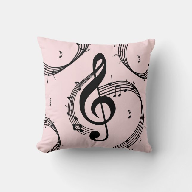 Coussin Climacic G Clef Music Rose (Recto)