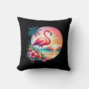 Coussin Clipart coucher de soleil Flamant rose rose