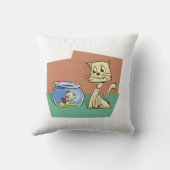 Coussin Clipart de chat et de poisson (Verso)