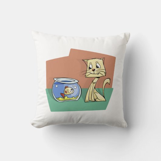 Coussin Clipart de chat et de poisson (Recto)