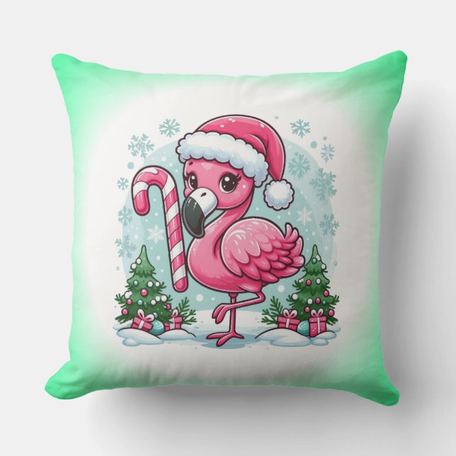 Coussin Clipart de sublimation du Flamant rose de Noël (Recto)