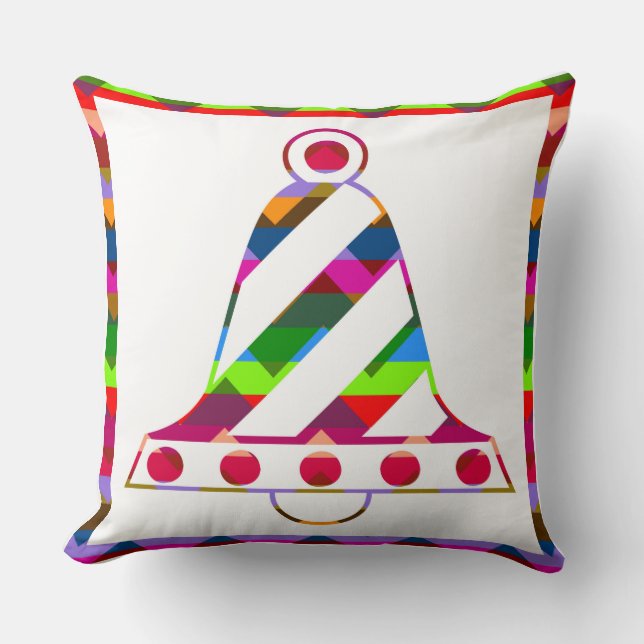 Coussin Cloches de Noël multicolores (Recto)