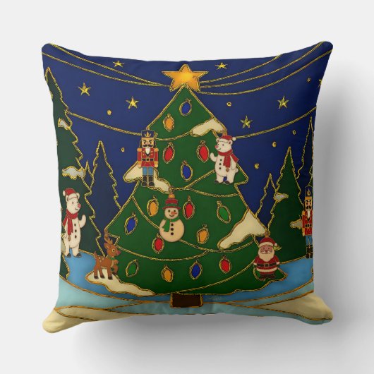 Coussin Cloisonne Art Whimsical Forest Classic Christmas (Verso)