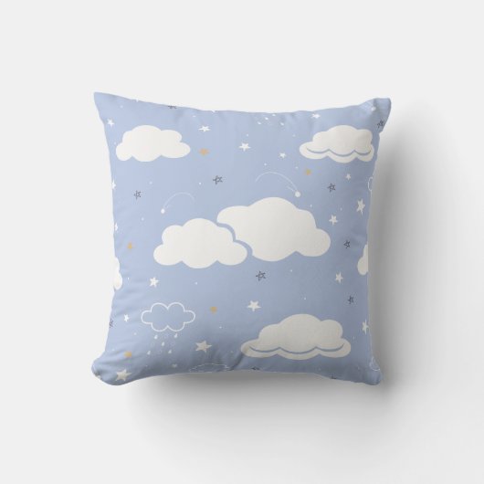 Coussin Cloud Bleu Doux Et Étoiles Motif (Recto)