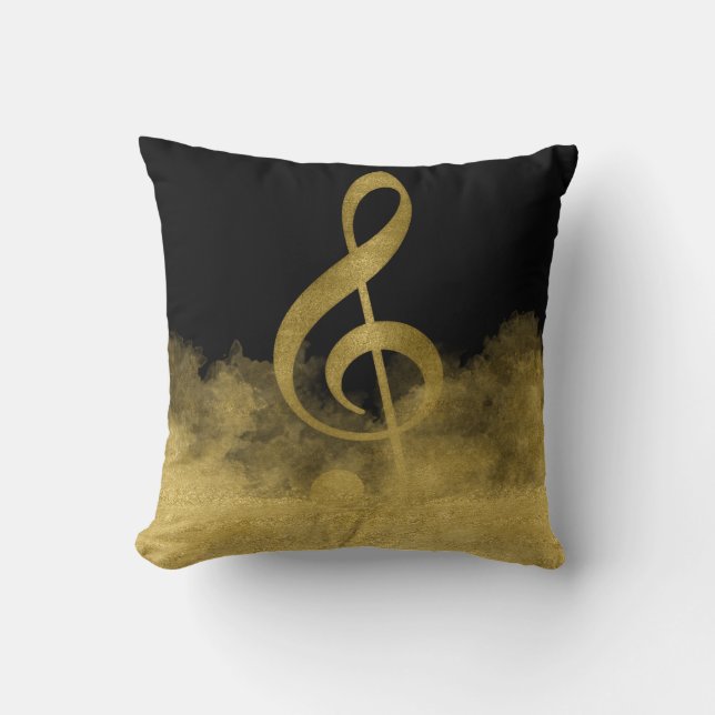 Coussin Cloud Gold Treble Clef Music (Recto)