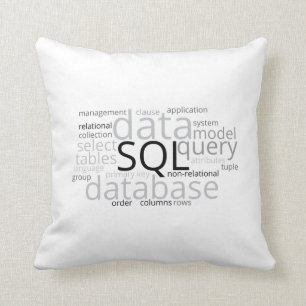Coussin Cloud Word de base de données SQL monochrome