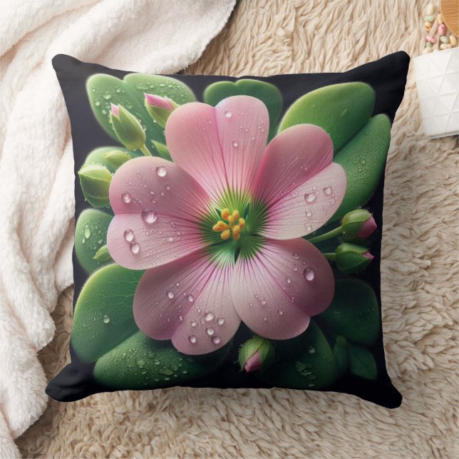 Coussin Clover Floral rose et vert Oxalis (Couverture)