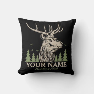 Coussin Club de chasse personnalisé Hunter Deer Elk Antler