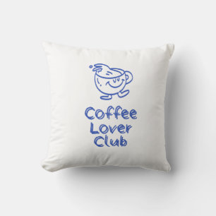 Coussin Club de l'amoureux du café rétro Mug Sourire Bleu