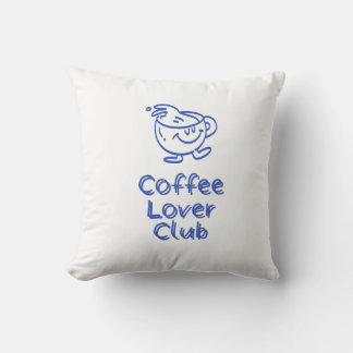 Coussin Club de l'amoureux du café rétro Mug Sourire Bleu