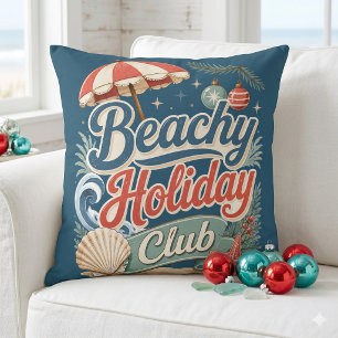 Coussin Club de vacances balnéaire Noël rétro sur la côte