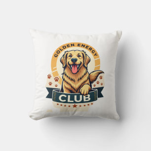 Coussin Club Énergie Dorée Golden Retriever Chien Vintage