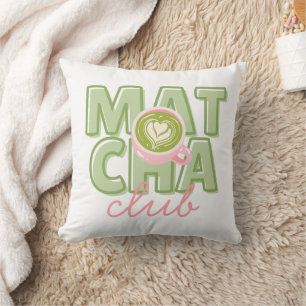 Coussin Club Matcha Vert et Rose Déco Dos Imprimé Mignon