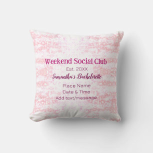 Coussin club social du week-end rose pailleté enterrement 