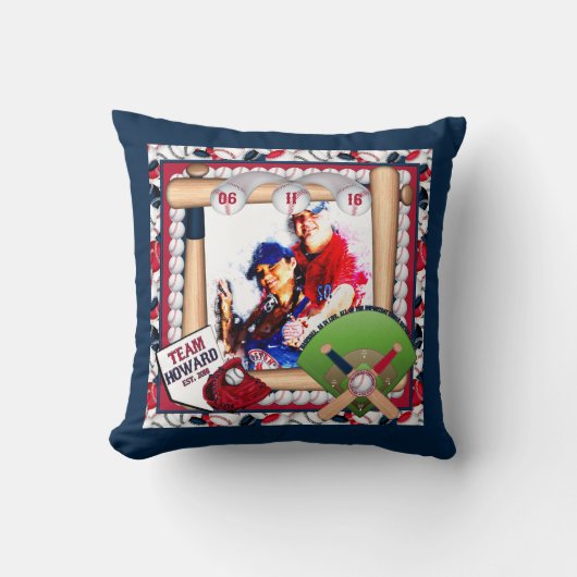 Coussin Cluster De Baseball, Cadre Sq Coussin-CUSTOM HOWAR (Recto)