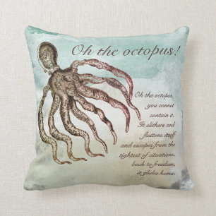 Coussin Coastal Beach House Octopus Citation