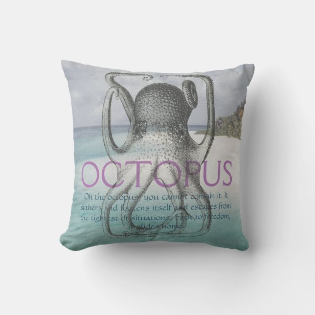 Coussin Coastal Beach House Octopus Citation Jeter Oreille (Recto)