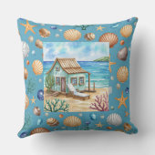 Coussin Coastal Beach Mug & Pillow - Seashells Starfish Co (Verso)