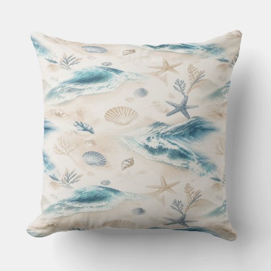 Coussin Coastal Beach Seashells Pillow (Recto)