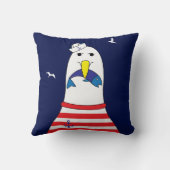 Coussin Coastal Nursery Décor Cute Seagull Caractère (Verso)