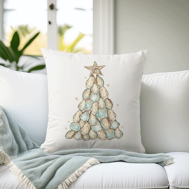 Coussin Coastal Oyster Shell Christmas Tree (Créateur téléchargé)
