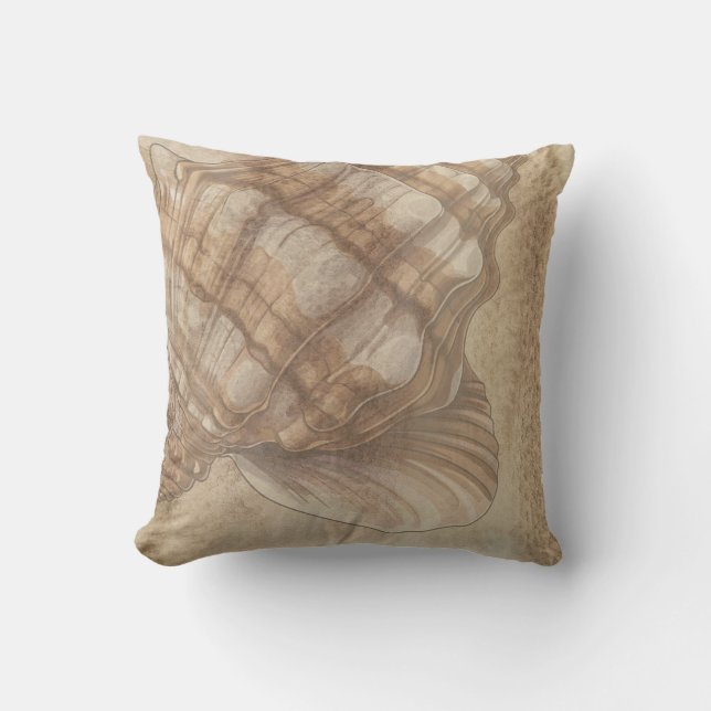 Coussin Coastal Seashell Design, Sand Color Beach Thème (Recto)