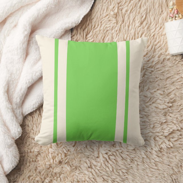 Coussin Coastal Stripe Throw Pillow – Lime & Cream (Couverture)