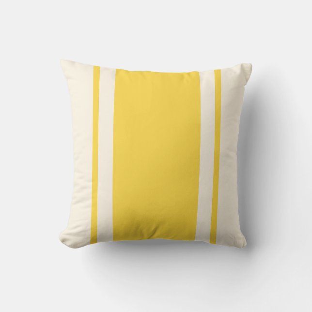 Coussin Coastal Stripe Throw Pillow – Yellow & Cream (Recto)