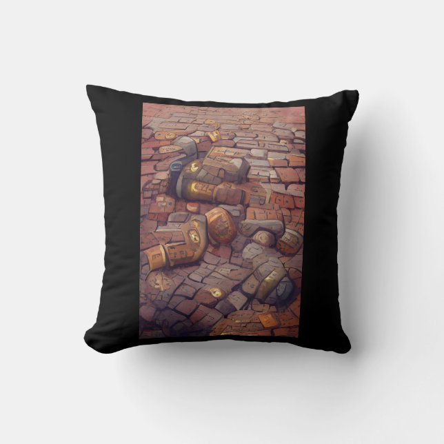 Coussin Cobblestones steampunk art graphique (Recto)