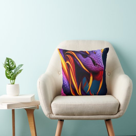 Coussin Cobra serpent avec écailles orange et violette vib (Chaise)
