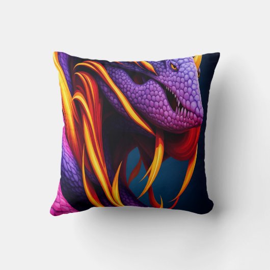 Coussin Cobra serpent avec écailles orange et violette vib (Verso)