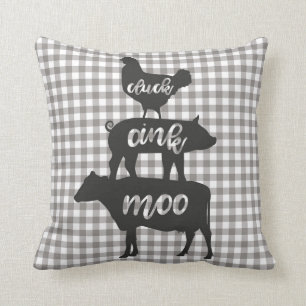 Coussin Coc Cot Vache Poule Vache Porc Ferme Carreaux