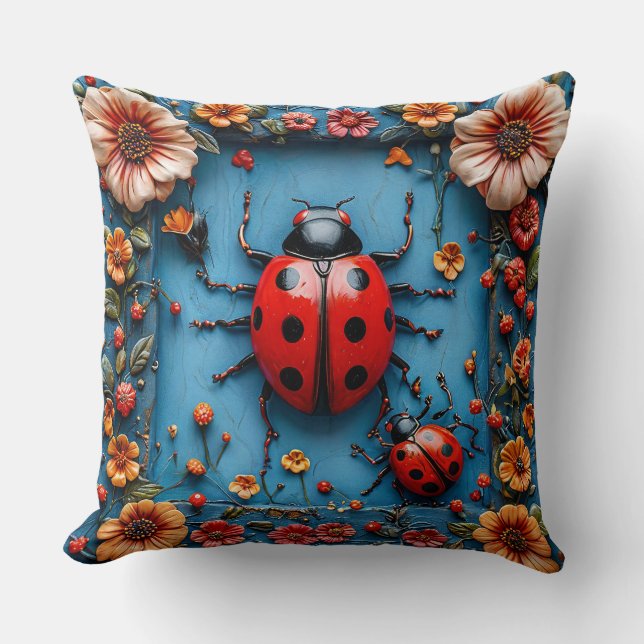 Coussin Coccinelle 3d colorée (Recto)