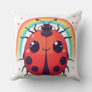Coussin Coccinelle Arc-en-Ciel Décoration Douce pour Enfan