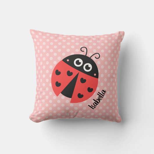 Coussin Coccinelle Mignonne Points à Pois Décoration de Ch (Recto)