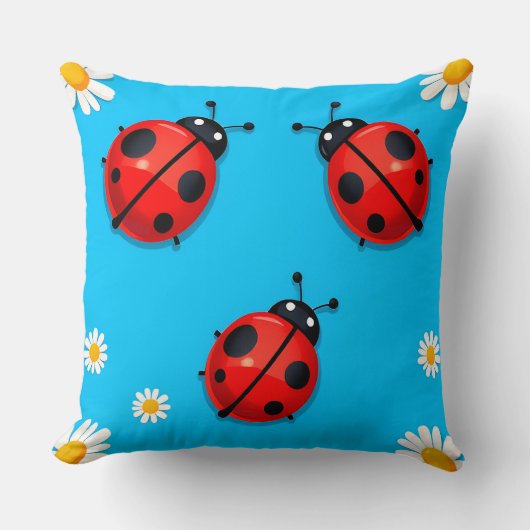 Coussin 🐞 Coccinelle Prairie Scène de Repos Décoration Fl (Recto)