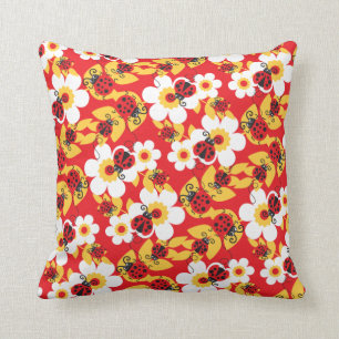 Coussin Coccinelles/coussin de coccinelles jaune rouge et