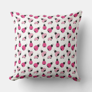 COUSSIN COCCINELLES ROSES NOIRES BLANCHES