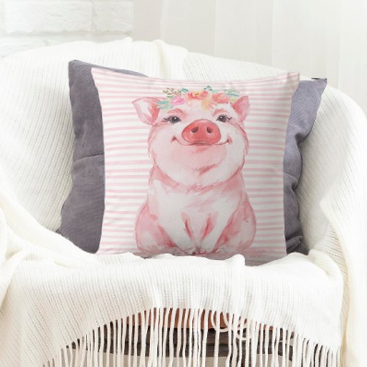 Coussin Cochon à l'aquarelle adorable