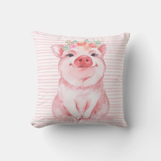 Coussin Cochon aquarelle adorable (Recto)