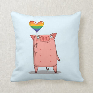 Coussin Cochon Avec Ballot Arc-En-Ciel