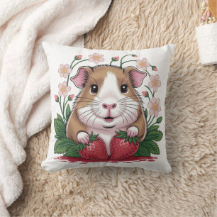 Coussin Cochon d'Inde Espiègle au Jardin de Fraise