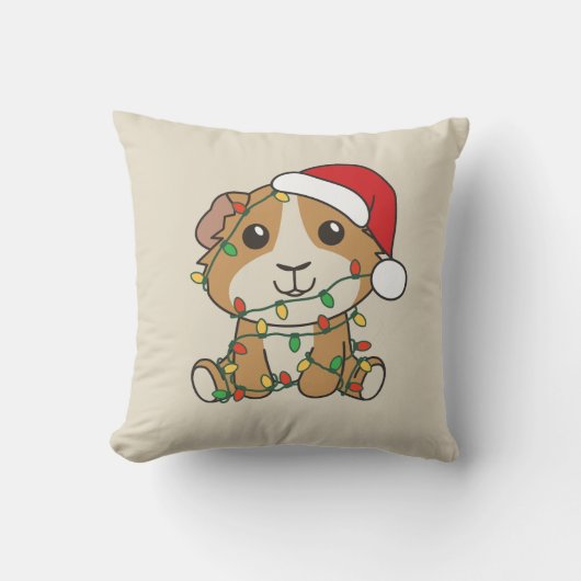 Coussin Cochon d'Inde Noël Animaux d'hiver Fêtes (Recto)
