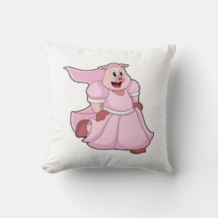 Coussin Cochon en mariée avec robe de mariée