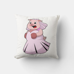 Coussin Cochon en mariée avec une robe de mariée.PNG