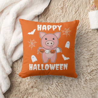 Coussin Cochon Happy Halloween Citrouille Chat costume