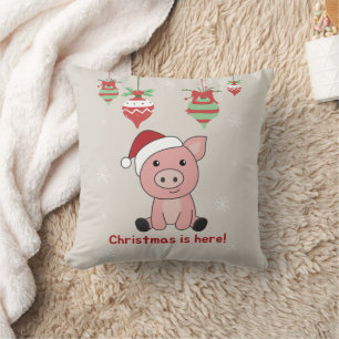 Coussin Cochon Joyeux animaux de Noël Cochons Jetez l'orei
