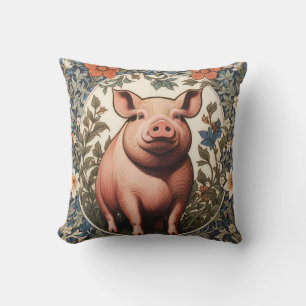 Coussin Cochon mignon inspiré de William Morris
