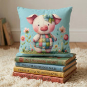 Coussin Cochon Patchwork Fantaisiste dans un Jardin Floral