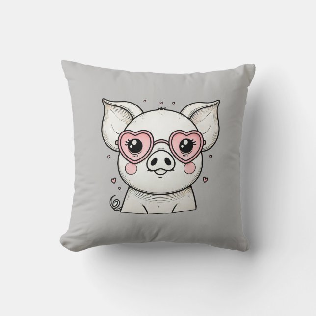 Coussin Cochon Portant des lunettes de soleil en forme de  (Recto)